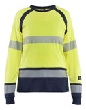 Blaklader Vlamvertragend Dames Multinorm T-shirt 34371737 lange mouwen HiVis fluo geel-marineblauw(3389)