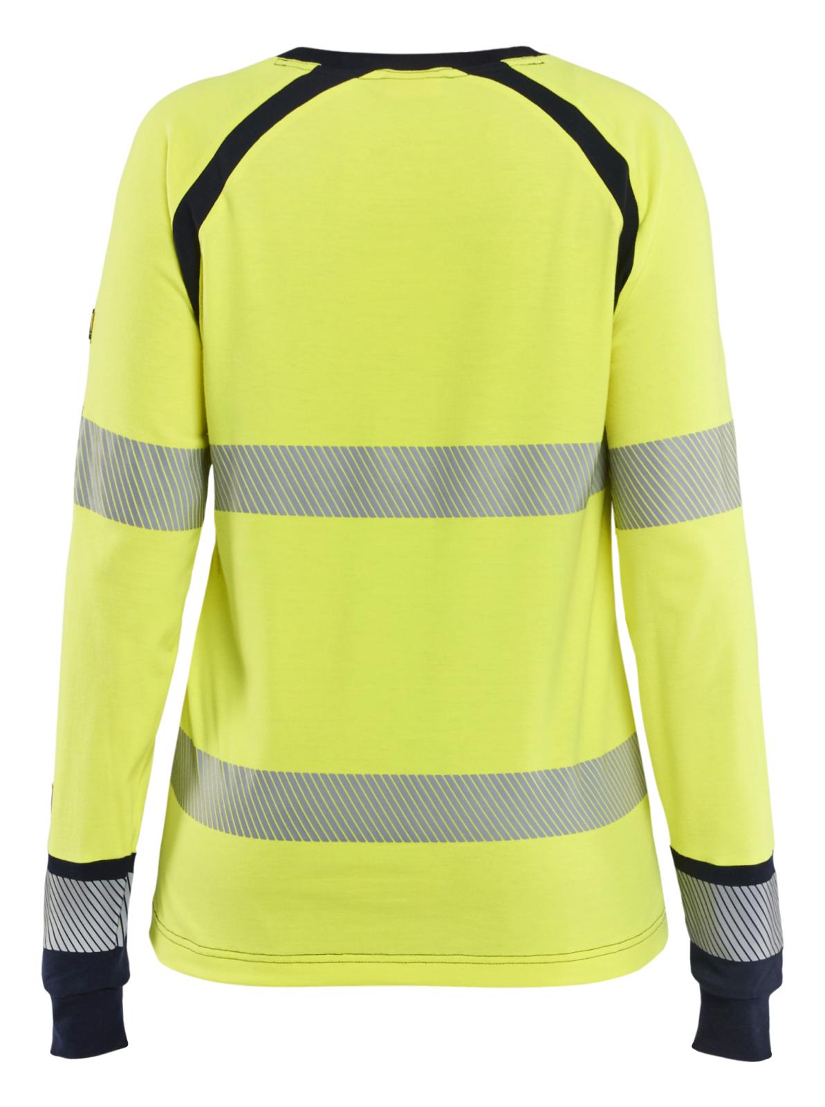 Blaklader Vlamvertragend Dames Multinorm T-shirt 34371737 lange mouwen HiVis fluo geel-marineblauw(3389)