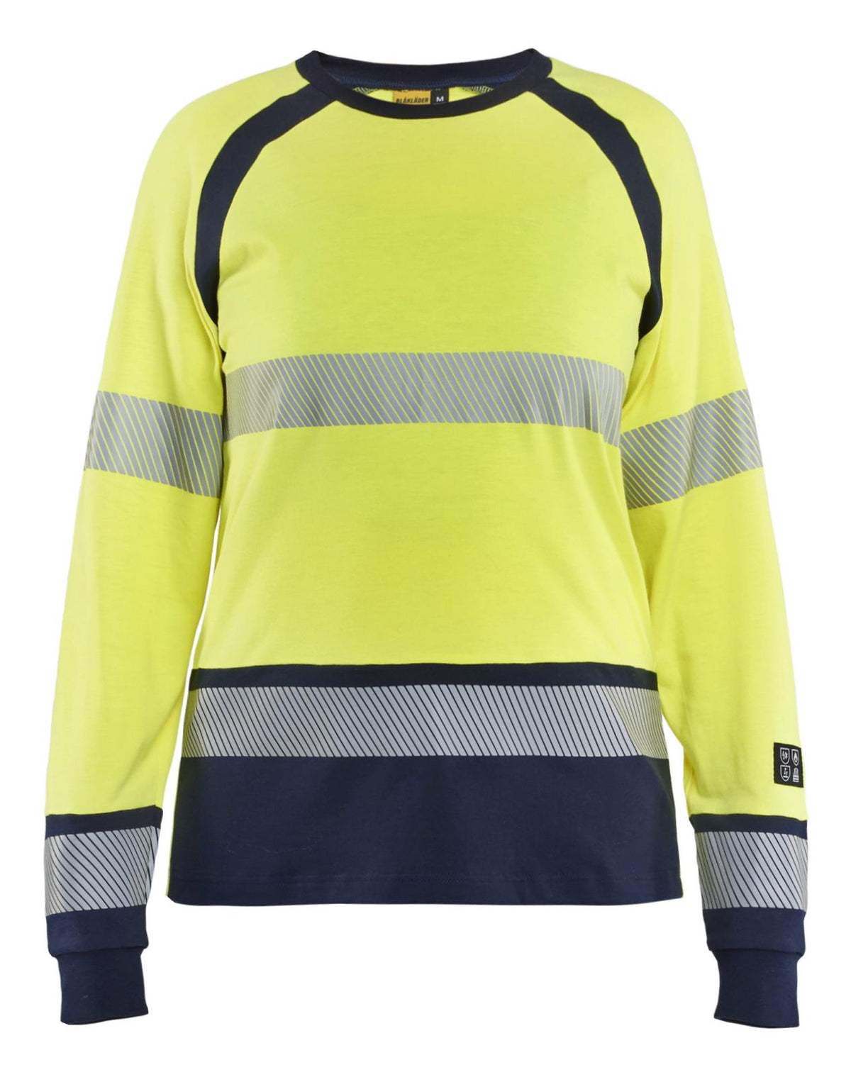 Blaklader Vlamvertragend Dames Multinorm T-shirt 34371737 lange mouwen HiVis fluo geel-marineblauw(3389)