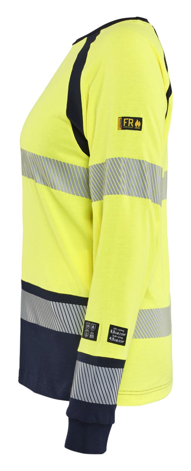 Blaklader Vlamvertragend Dames Multinorm T-shirt 34371737 lange mouwen HiVis fluo geel-marineblauw(3389)
