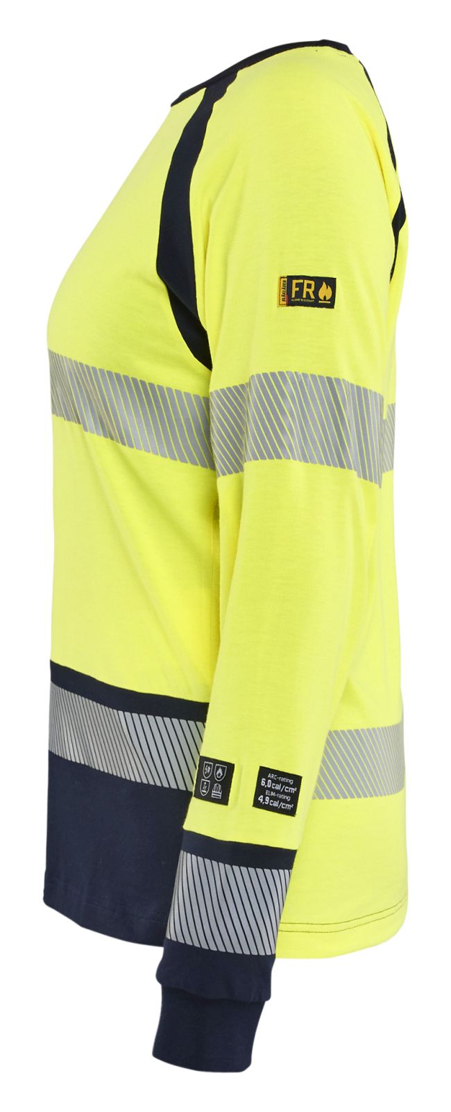 Blaklader Vlamvertragend Dames Multinorm T-shirt 34371737 lange mouwen HiVis fluo geel-marineblauw(3389)