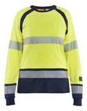 Blaklader Vlamvertragend Dames Multinorm T-shirt 34371737 lange mouwen HiVis fluo geel-marineblauw(3389)