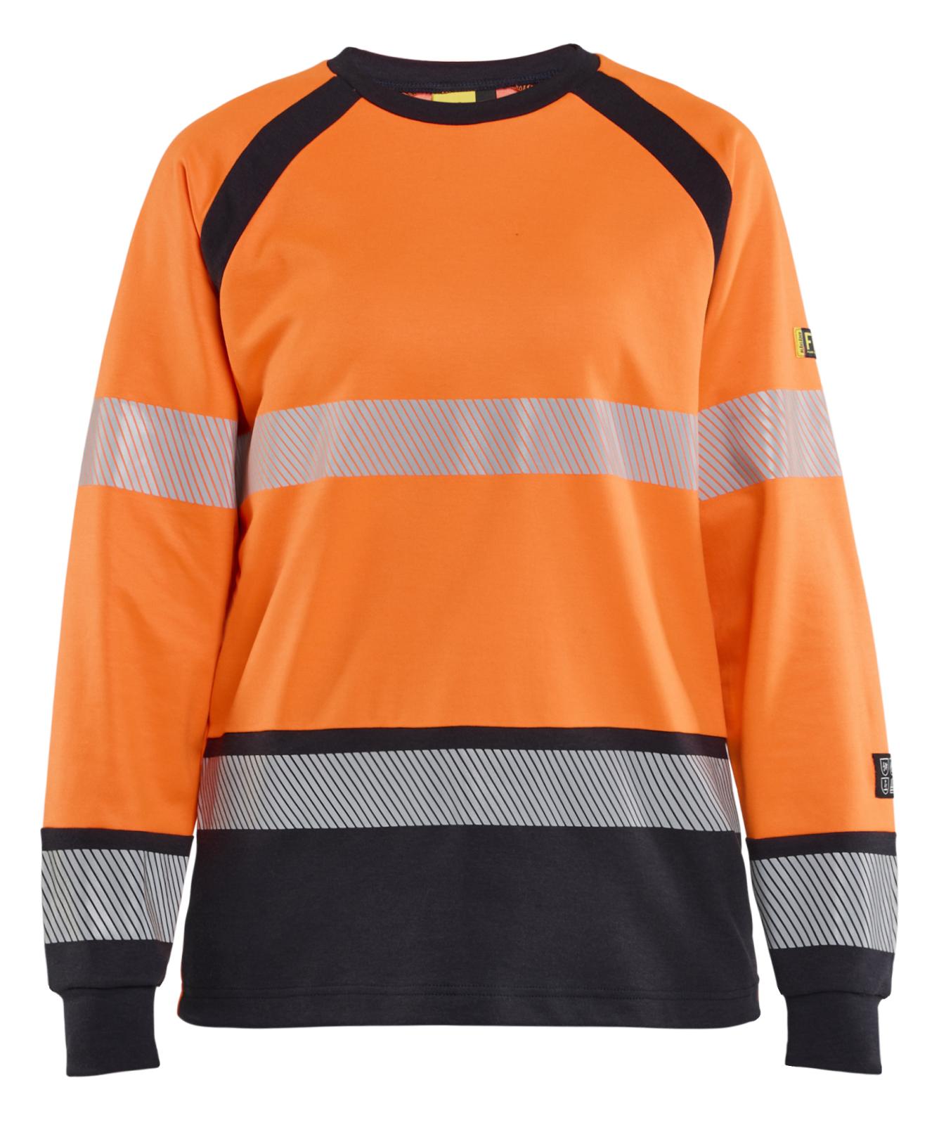 Blaklader Vlamvertragend Dames Multinorm T-shirt 34371744 lange mouwen inherent vlamwerend HiVis fluo oranje-marineblauw(5389)