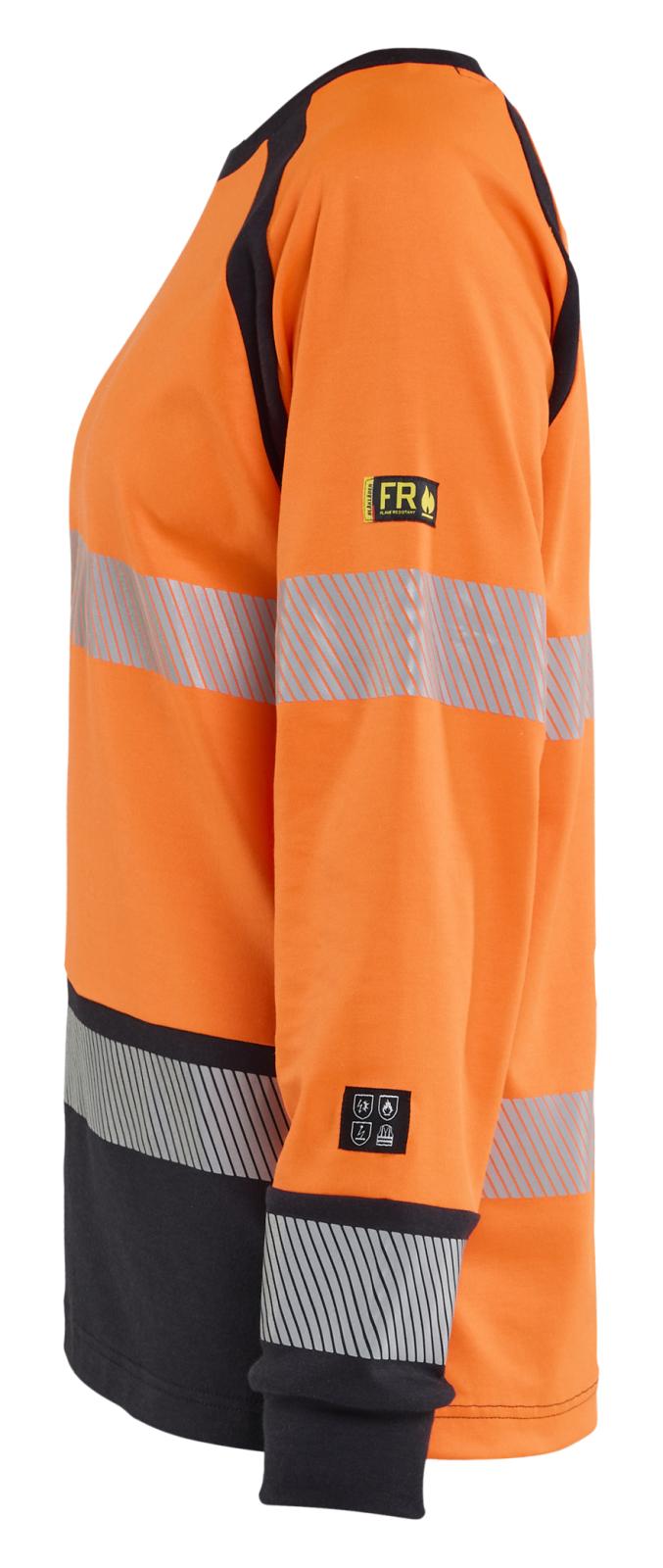 Blaklader Vlamvertragend Dames Multinorm T-shirt 34371744 lange mouwen inherent vlamwerend HiVis fluo oranje-marineblauw(5389)