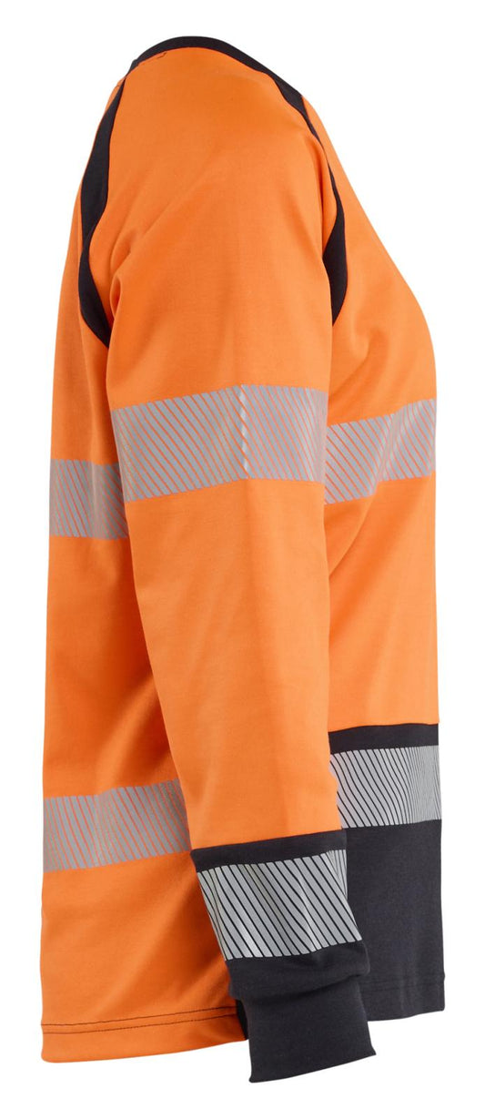 Blaklader Vlamvertragend Dames Multinorm T-shirt 34371744 lange mouwen inherent vlamwerend HiVis fluo oranje-marineblauw(5389)