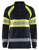 Blaklader Vlamvertragend Multinorm Poloshirt 34381741 piqué lange mouw vlamwerend antistatisch marineblauw-fluo geel(8933)