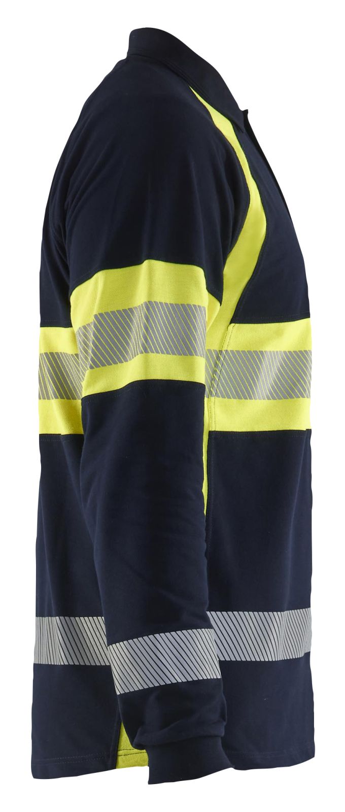 Blaklader Vlamvertragend Multinorm Poloshirt 34381741 piqué lange mouw vlamwerend antistatisch marineblauw-fluo geel(8933)