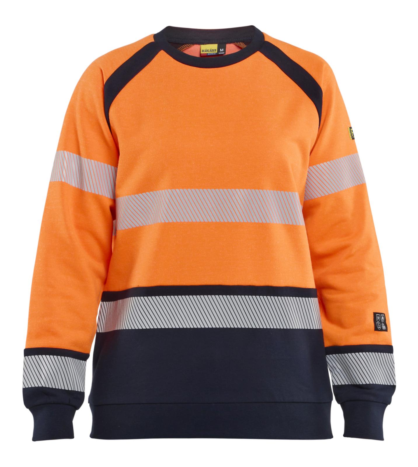 Blaklader Vlamvertragend Dames Multinorm Sweatshirt 34541745 inherent vlamwerend HiVis fluo oranje-marineblauw(5389)