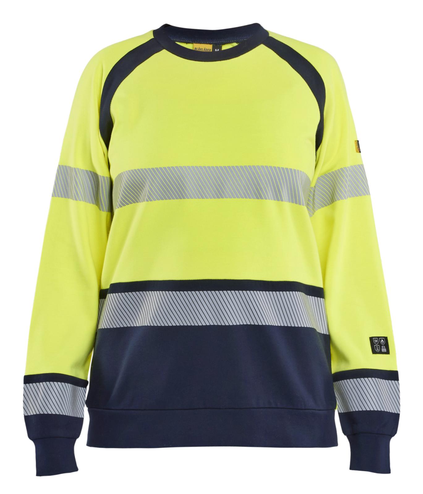 Blaklader Vlamvertragend Dames Multinorm Sweatshirt 34541762 HiVis fluo geel-marineblauw(3389)