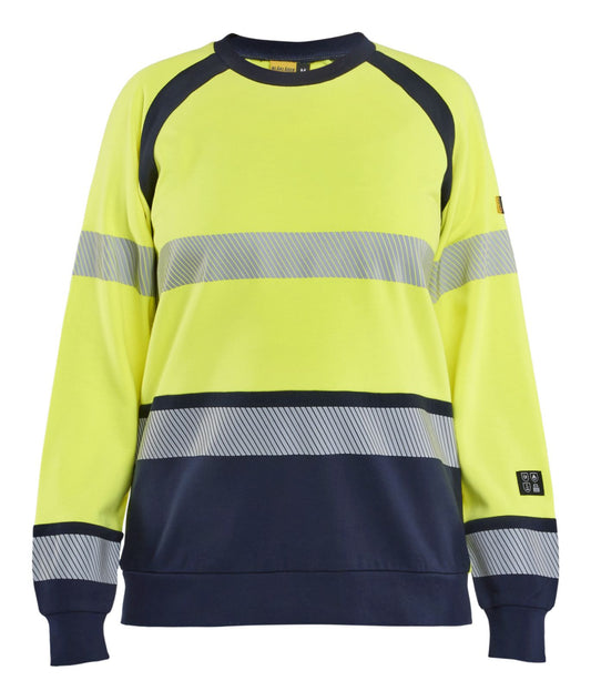 Blaklader Vlamvertragend Dames Multinorm Sweatshirt 34541762 HiVis fluo geel-marineblauw(3389)