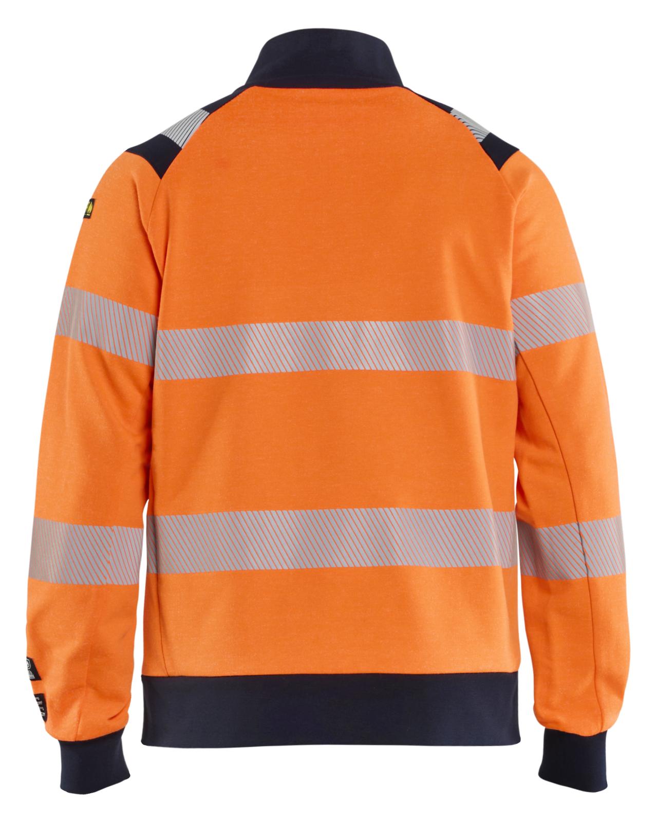 Blaklader Vlamvertragend Multinorm Sweatshirt 34611745 rits inherent vlamwerend HiVis fluo oranje-marineblauw(5389)