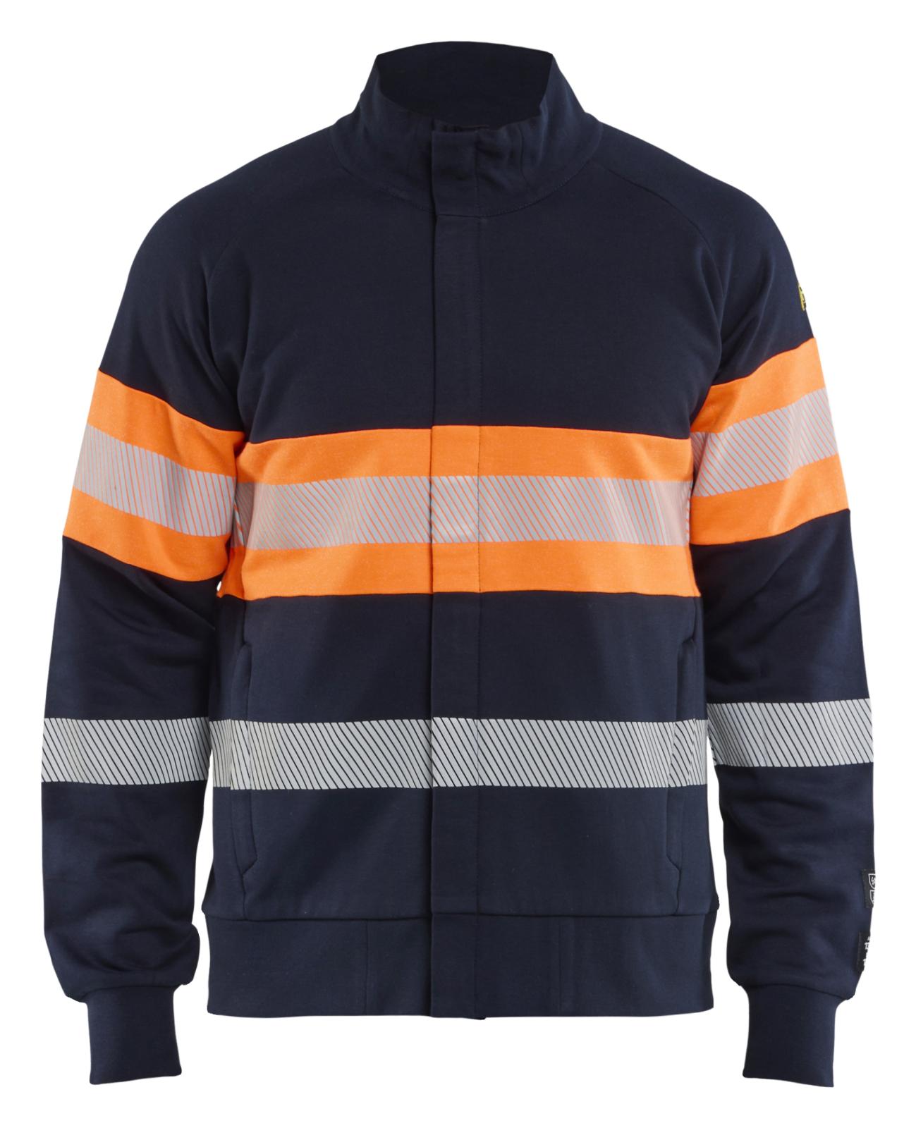 Blaklader Vlamvertragend Multinorm Sweatshirt 34621745 rits inherent vlamwerend HiVis marineblauw-oranje(8953)