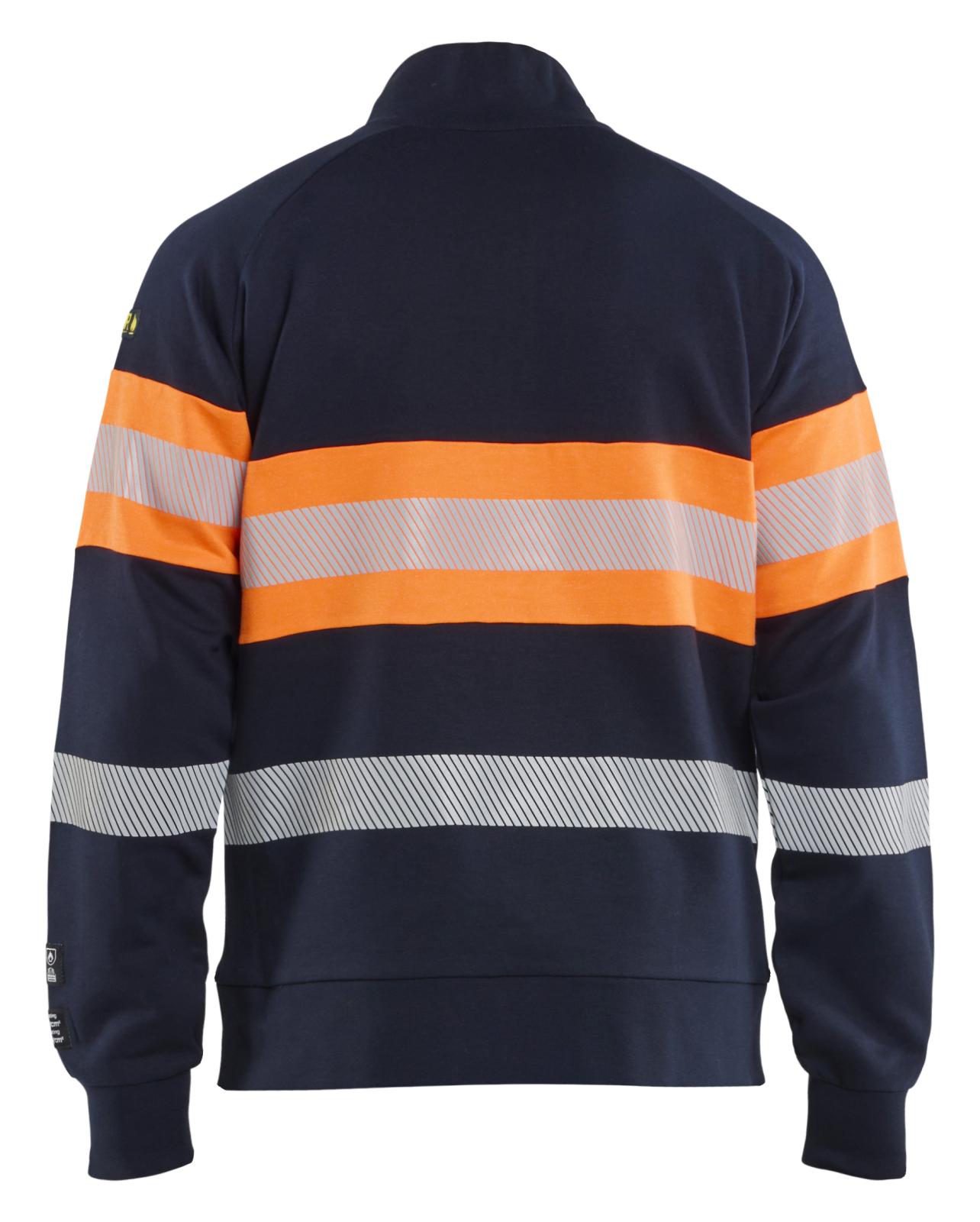 Blaklader Vlamvertragend Multinorm Sweatshirt 34621745 rits inherent vlamwerend HiVis marineblauw-oranje(8953)