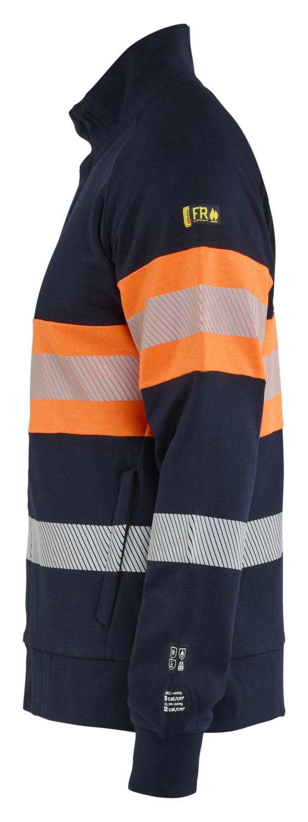 Blaklader Vlamvertragend Multinorm Sweatshirt 34621745 rits inherent vlamwerend HiVis marineblauw-oranje(8953)