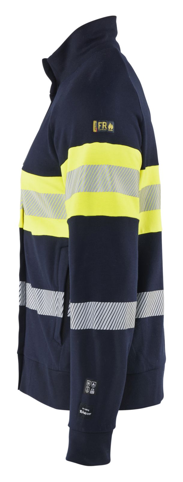 Blaklader Vlamvertragend Multinorm Sweatshirts 34621762 rits vlamwerend antistatisch HiVis klasse 1 koude marineblauw-fluo geel(8933)