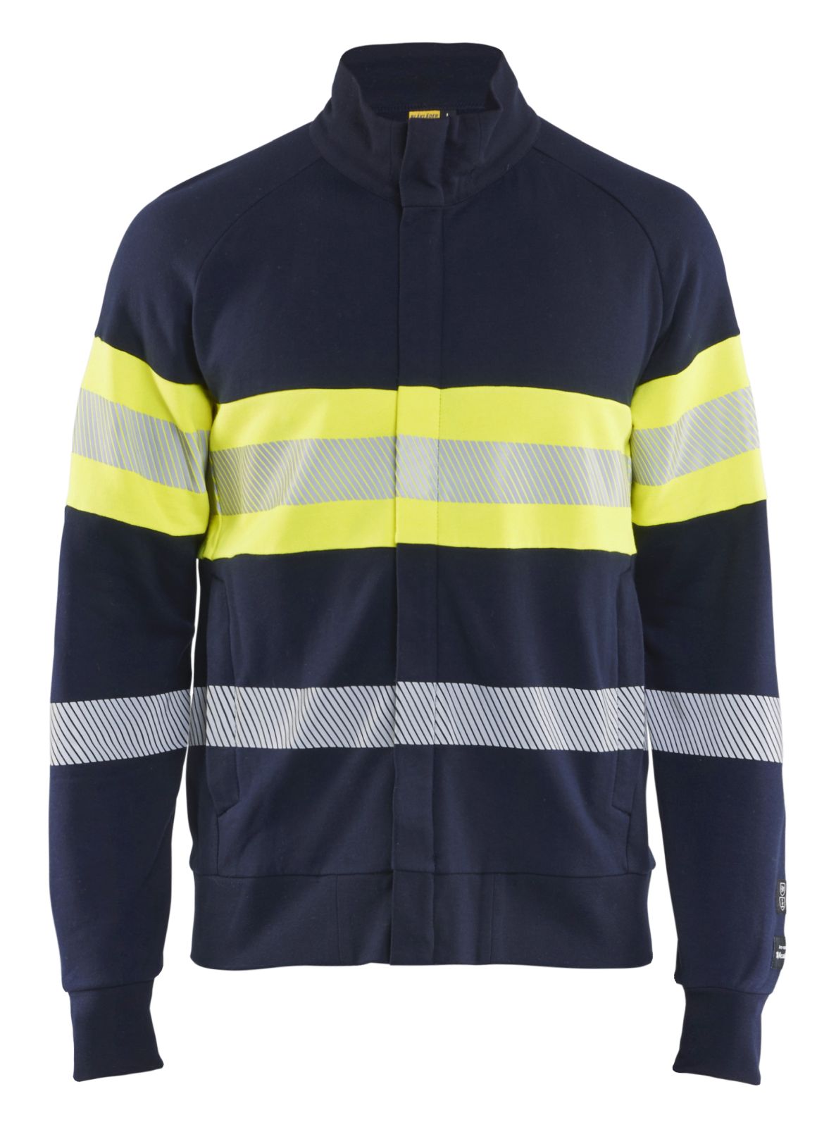 Blaklader Vlamvertragend Multinorm Sweatshirts 34621762 rits vlamwerend antistatisch HiVis klasse 1 koude marineblauw-fluo geel(8933)