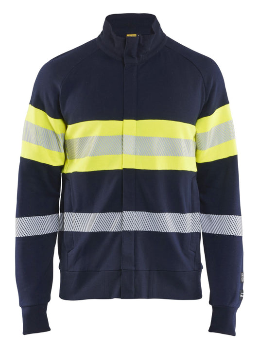 Blaklader Vlamvertragend Multinorm Sweatshirts 34621762 rits vlamwerend antistatisch HiVis klasse 1 koude marineblauw-fluo geel(8933)
