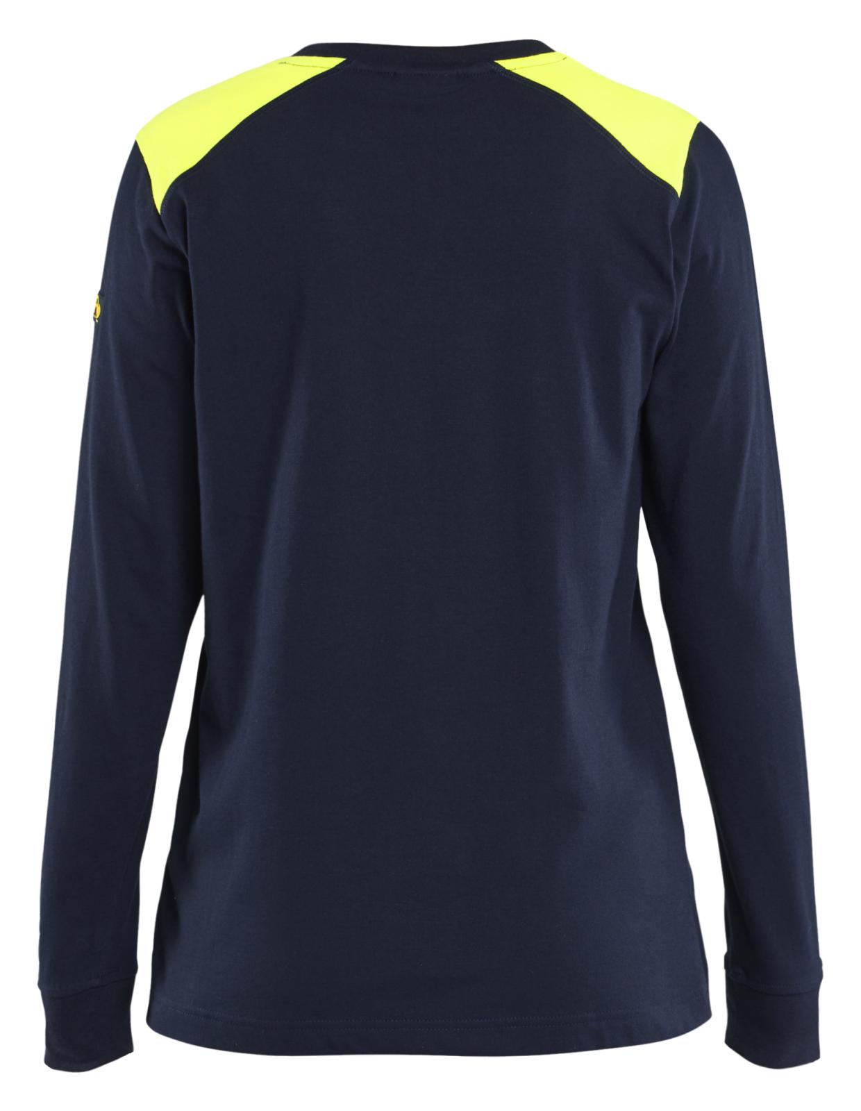Blaklader Vlamvertragend Dames T-shirt 34671737 lange mouwen inherent vlamwerend HiVis marineblauw-fluo geel(8933)