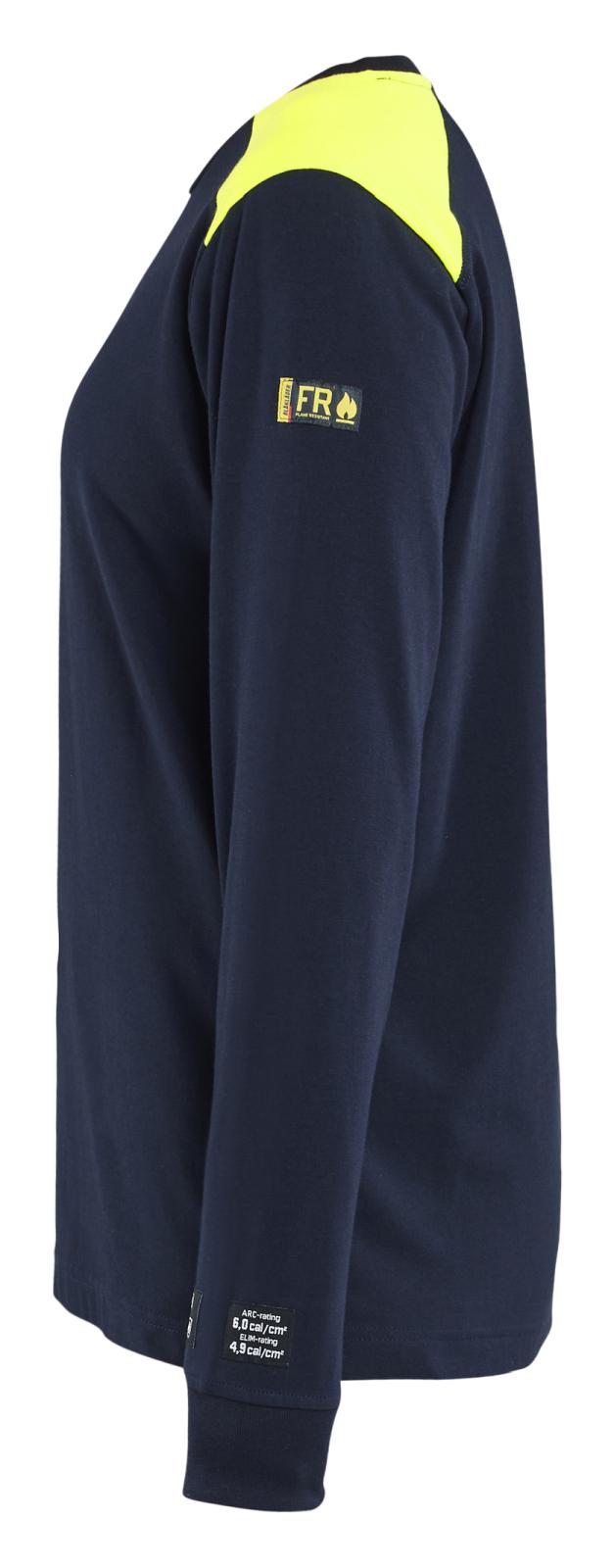 Blaklader Vlamvertragend Dames T-shirt 34671737 lange mouwen inherent vlamwerend HiVis marineblauw-fluo geel(8933)