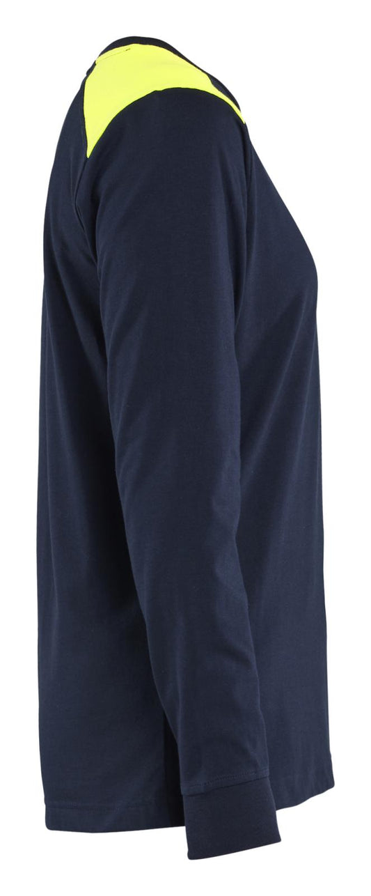 Blaklader Vlamvertragend Dames T-shirt 34671737 lange mouwen inherent vlamwerend HiVis marineblauw-fluo geel(8933)