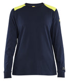 Blaklader Vlamvertragend Dames T-shirt 34671737 lange mouwen inherent vlamwerend HiVis marineblauw-fluo geel(8933)