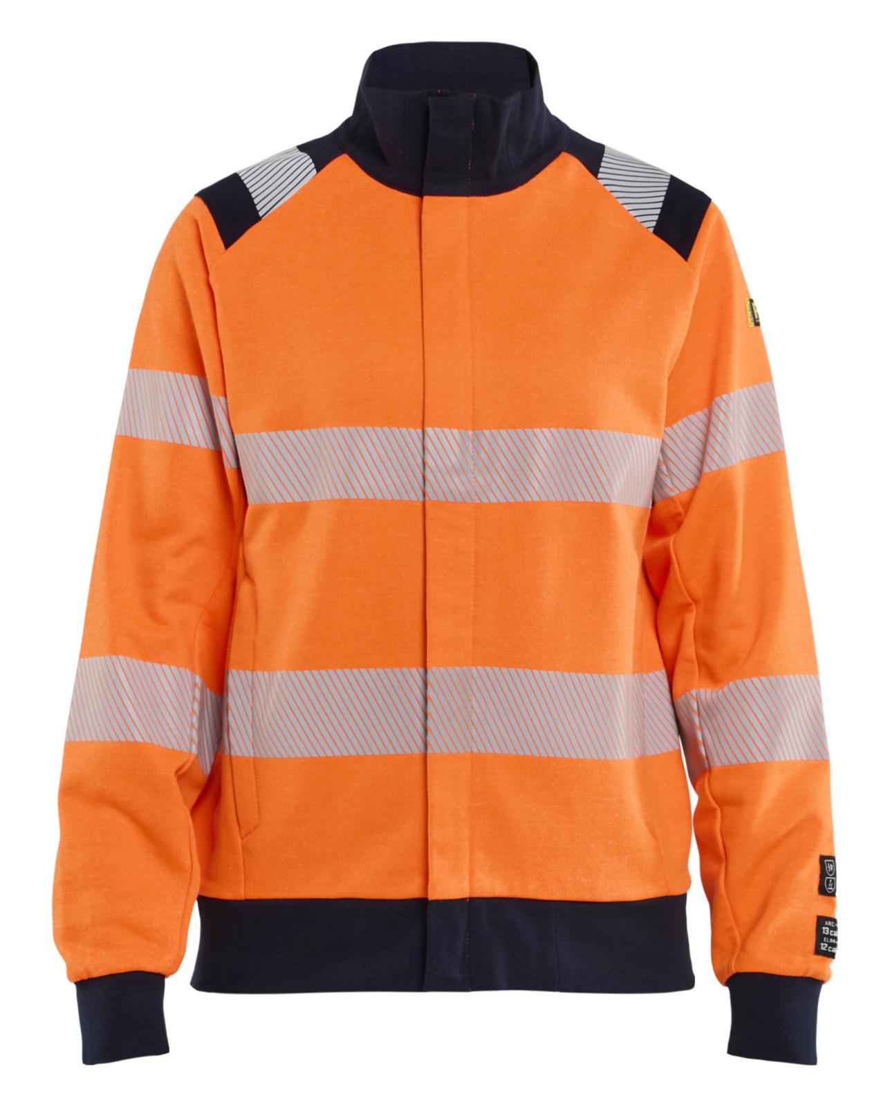 Blaklader Vlamvertragend Dames Multinorm Sweatshirt 34711745 rits inherent vlamwerend HiVis fluo oranje-marineblauw(5389)