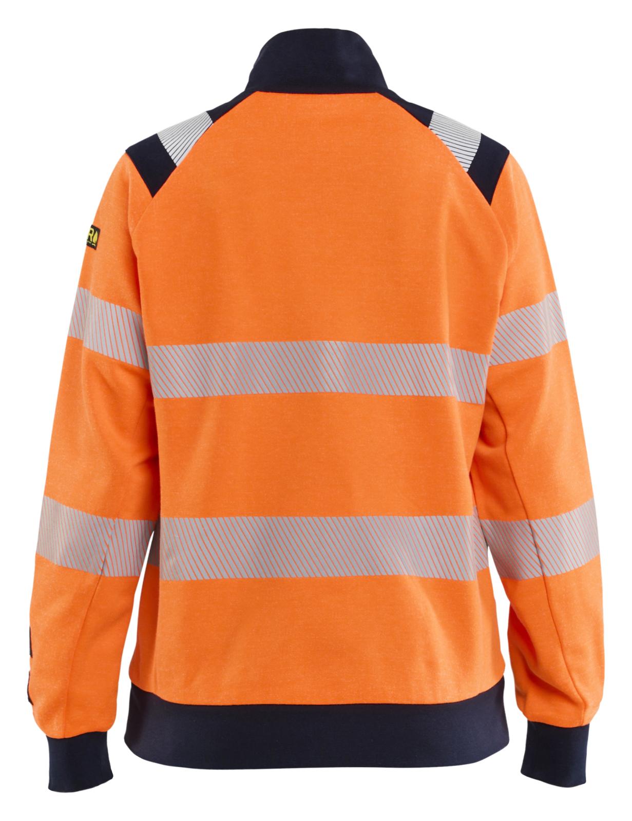 Blaklader Vlamvertragend Dames Multinorm Sweatshirt 34711745 rits inherent vlamwerend HiVis fluo oranje-marineblauw(5389)