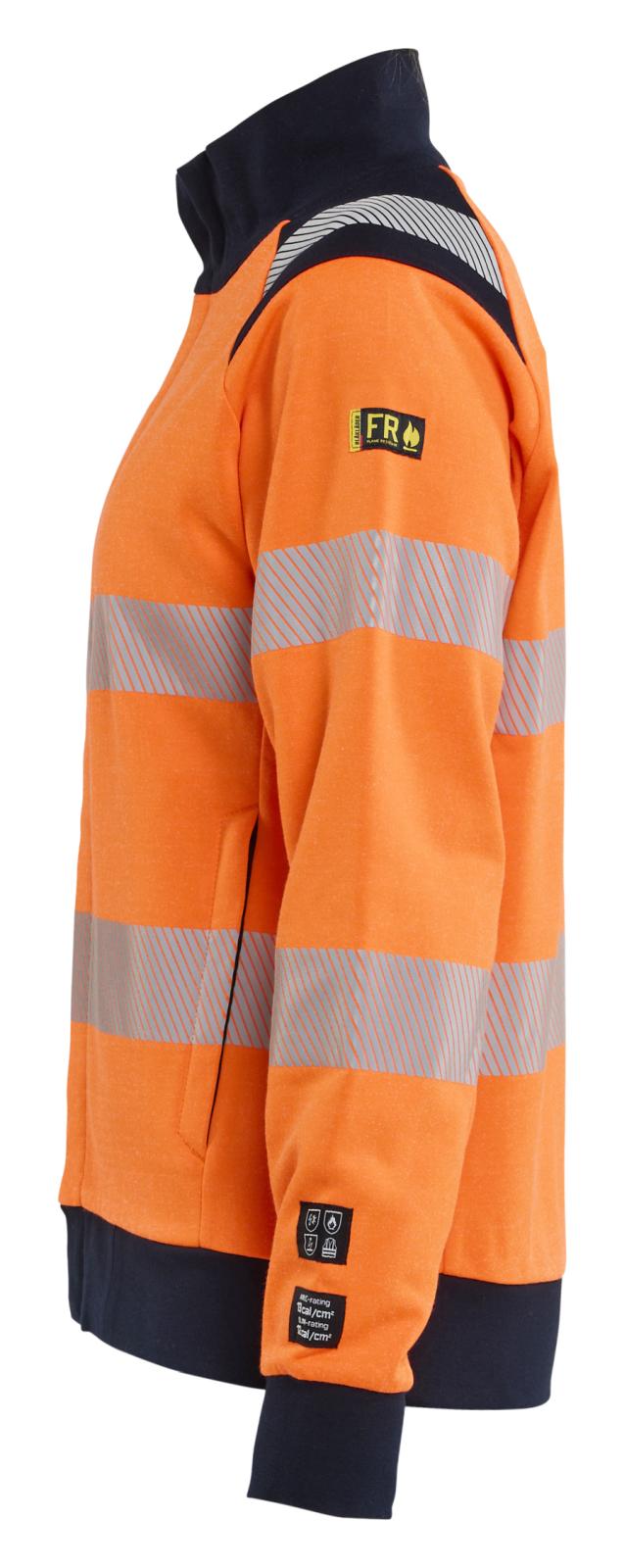Blaklader Vlamvertragend Dames Multinorm Sweatshirt 34711745 rits inherent vlamwerend HiVis fluo oranje-marineblauw(5389)