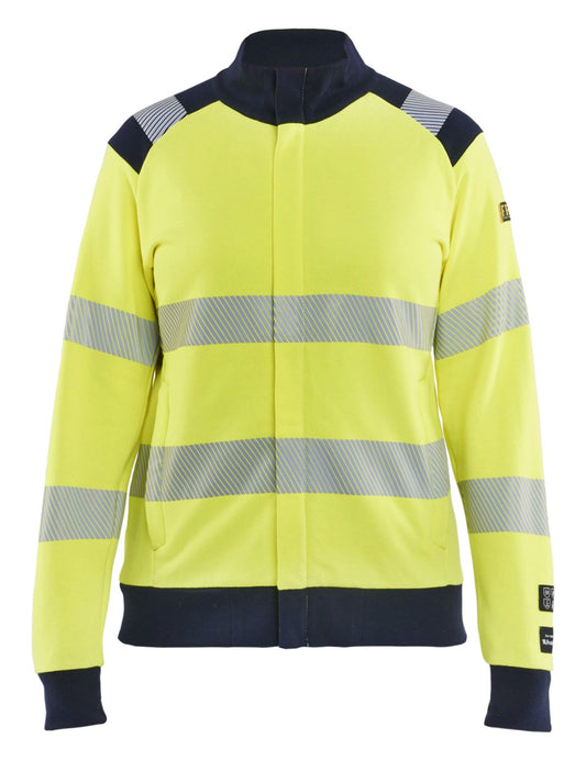 Blaklader Vlamvertragend Multinorm Dames Sweatshirts 34711762 rits vlamwerend antistatsich HiVis klasse 2 koude dames fluo geel-marineblauw(3389)