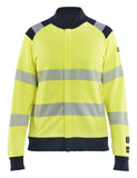 Blaklader Vlamvertragend Multinorm Dames Sweatshirts 34711762 rits vlamwerend antistatsich HiVis klasse 2 koude dames fluo geel-marineblauw(3389)