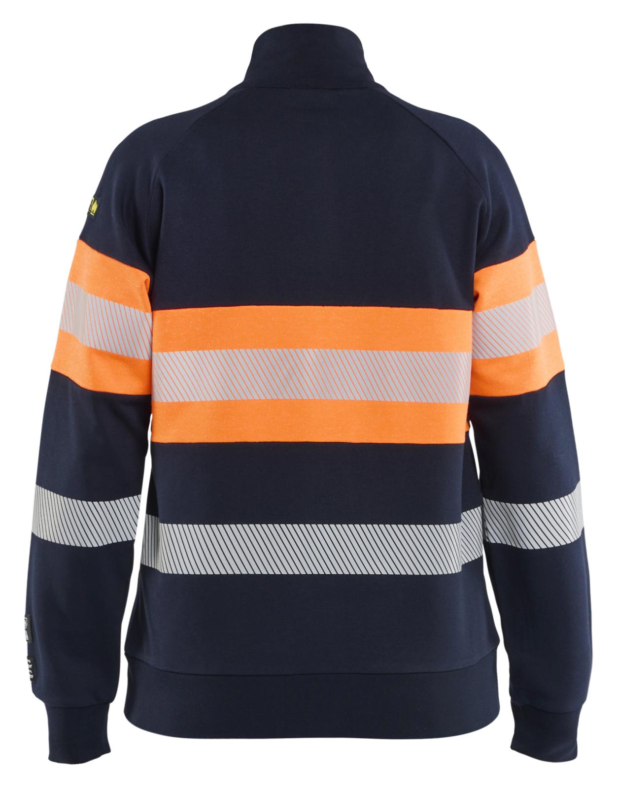 Blaklader Vlamvertragend Dames Multinorm Sweatshirt 34721745 rits inherent vlamwerend HiVis marineblauw-oranje(8953)