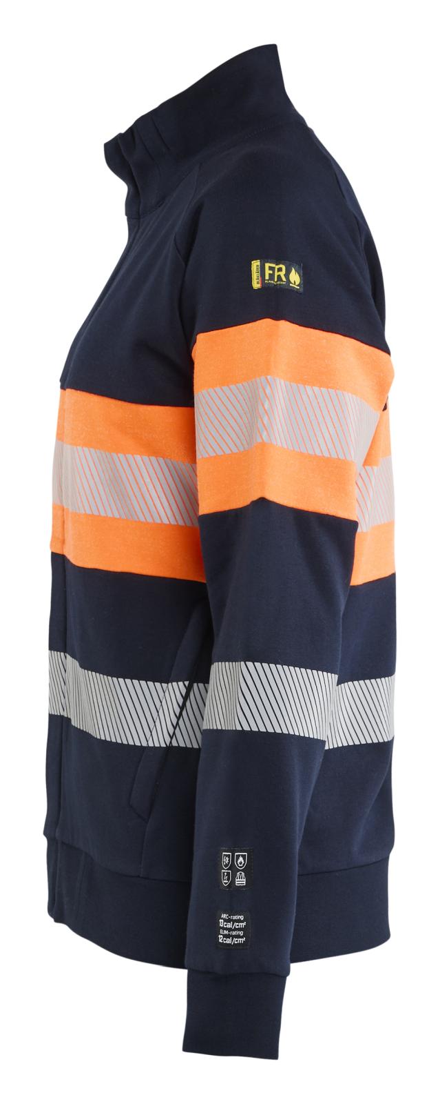 Blaklader Vlamvertragend Dames Multinorm Sweatshirt 34721745 rits inherent vlamwerend HiVis marineblauw-oranje(8953)