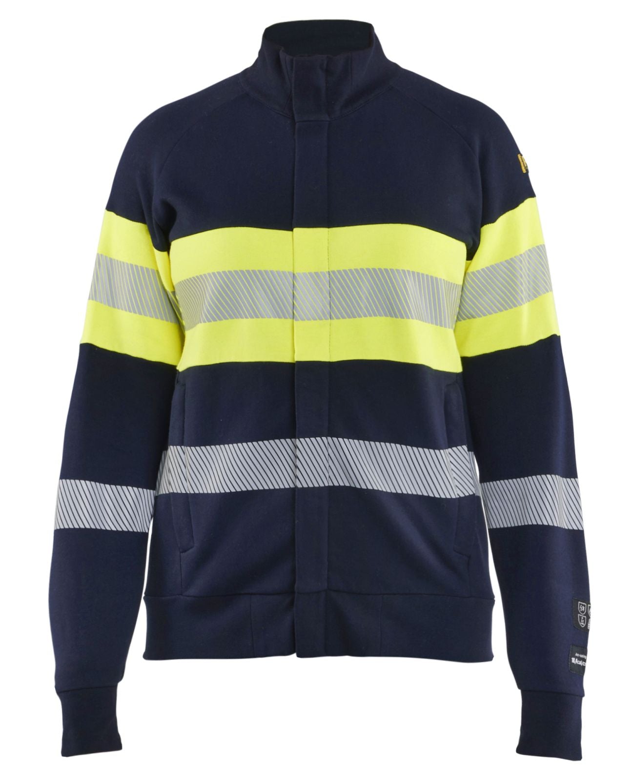 Blaklader Vlamvertragend Multinorm Dames Sweatshirts 34721762 rits vlamwerend antistatsich HiVis klasse 2 koude dames marineblauw-fluo geel(8933)