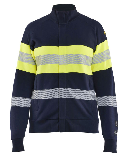 Blaklader Vlamvertragend Multinorm Dames Sweatshirts 34721762 rits vlamwerend antistatsich HiVis klasse 2 koude dames marineblauw-fluo geel(8933)