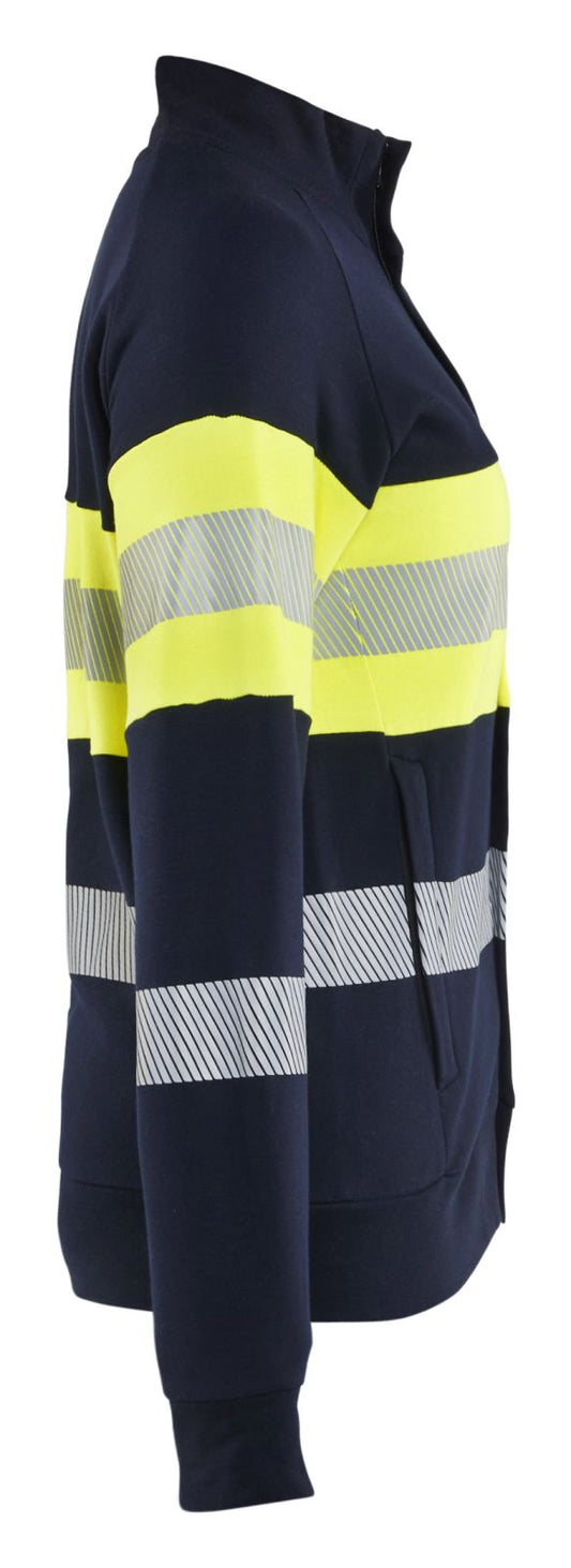 Blaklader Vlamvertragend Multinorm Dames Sweatshirts 34721762 rits vlamwerend antistatsich HiVis klasse 2 koude dames marineblauw-fluo geel(8933)