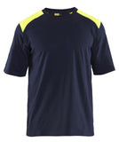 Blaklader Vlamvertragend T-shirts 34761737 vlamwerend antistatisch contrastkleur marineblauw-fluo geel(8933)