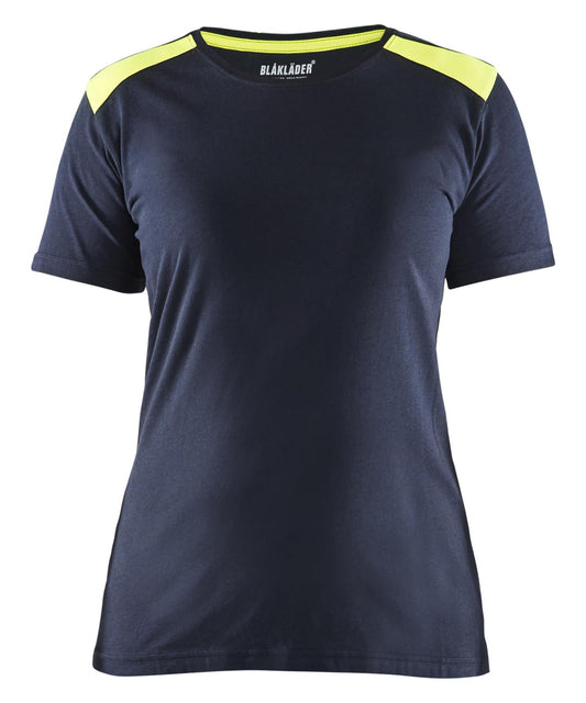 Blaklader Bi-Colour t-shirts 34791042 donker marineblauw-fluo geel(8633)