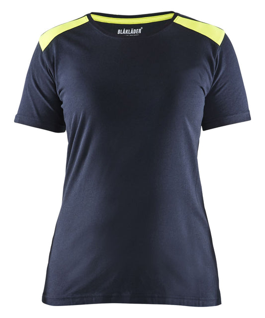 Blaklader Bi-Colour t-shirts 34791042 donker marineblauw-fluo geel(8633)
