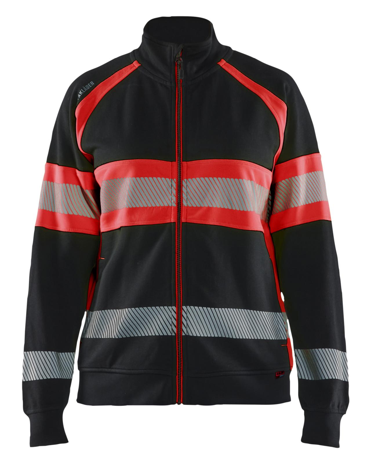 Blaklader High Vis Dames Sweaters 35051158 rits HIVis zwart-fluo rood(9955)