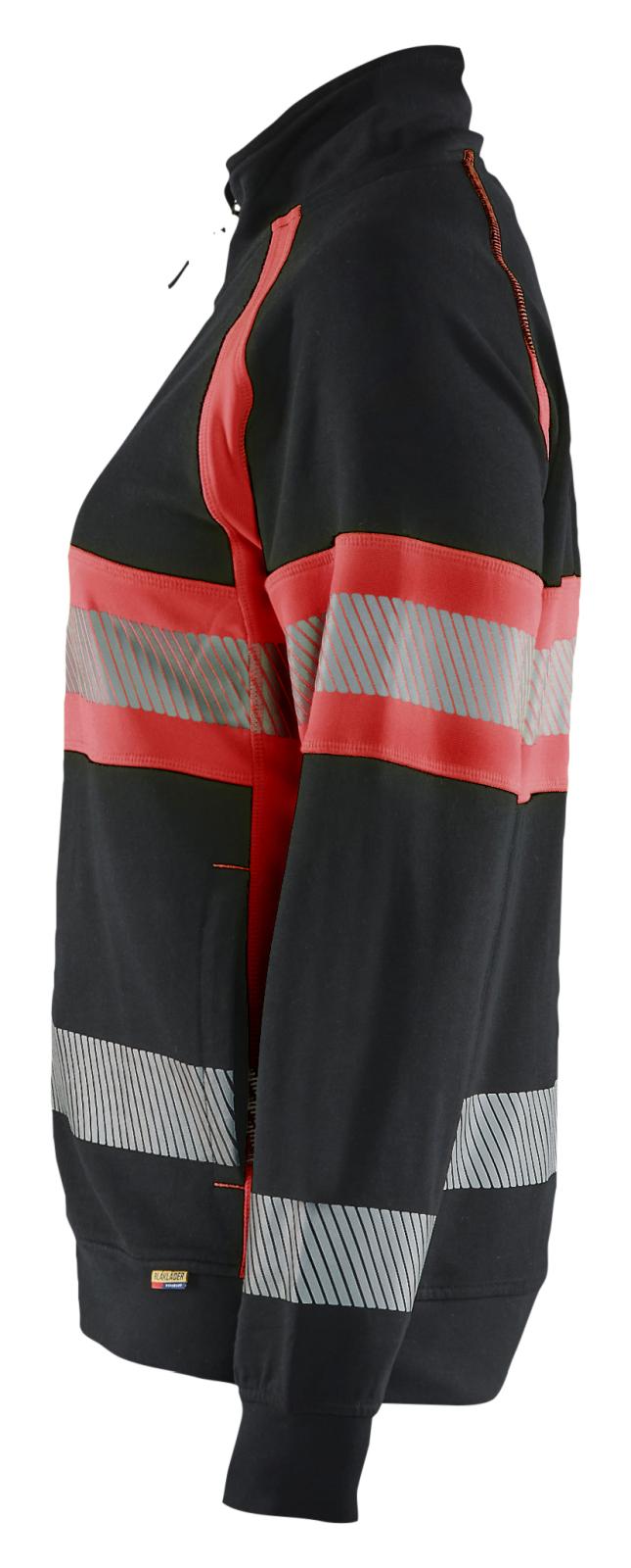 Blaklader High Vis Dames Sweaters 35051158 rits HIVis zwart-fluo rood(9955)