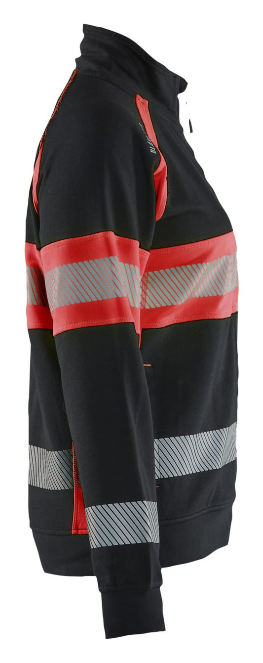 Blaklader High Vis Dames Sweaters 35051158 rits HIVis zwart-fluo rood(9955)