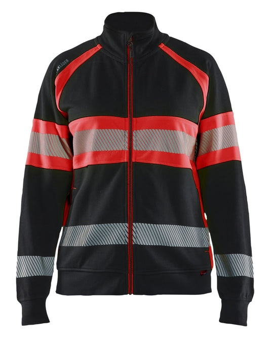 Blaklader High Vis Dames Sweaters 35051158 rits HIVis zwart-fluo rood(9955)
