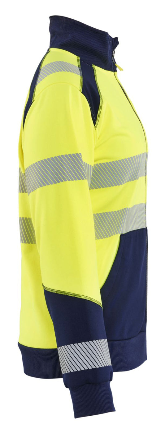 Blaklader Dames High Vis sweaters 35082528 HiVis rits fluo geel-marineblauw(3389)