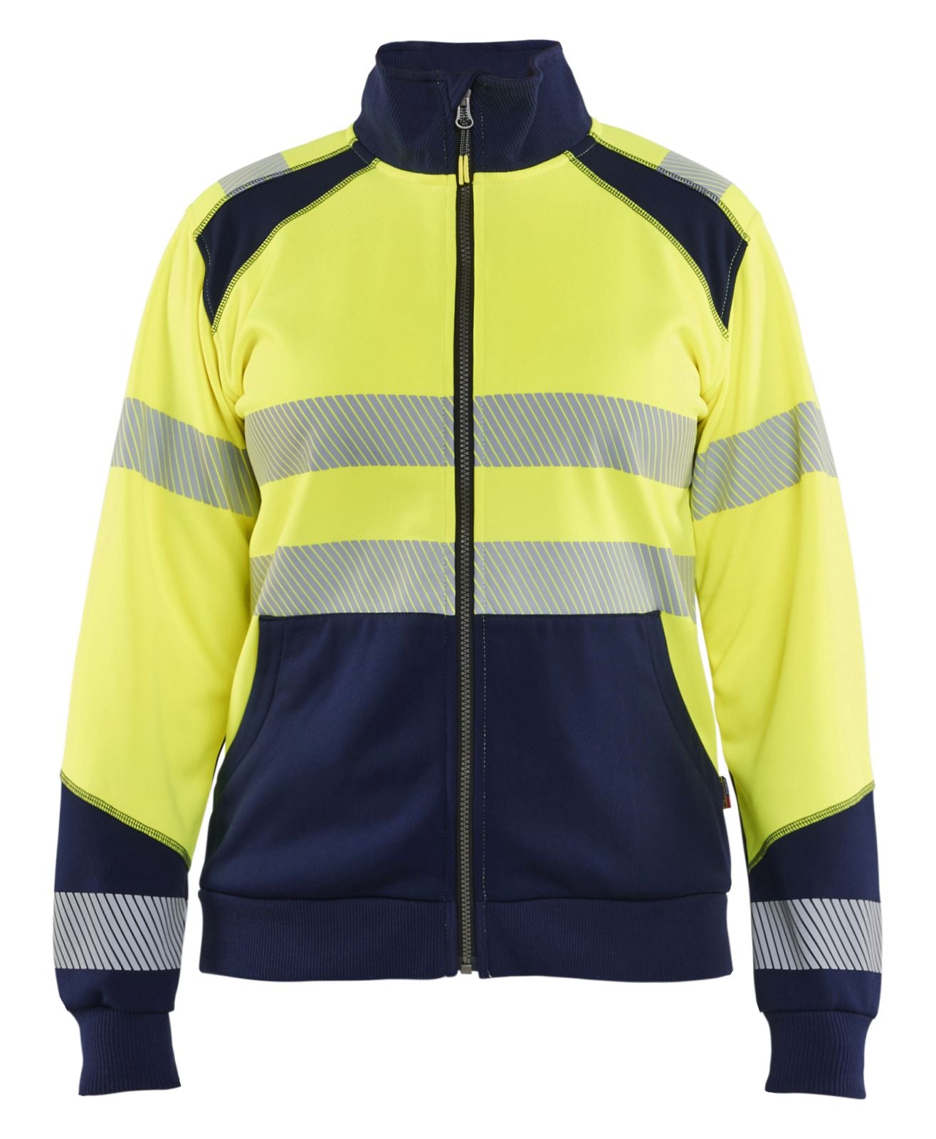 Blaklader Dames High Vis sweaters 35082528 HiVis rits fluo geel-marineblauw(3389)