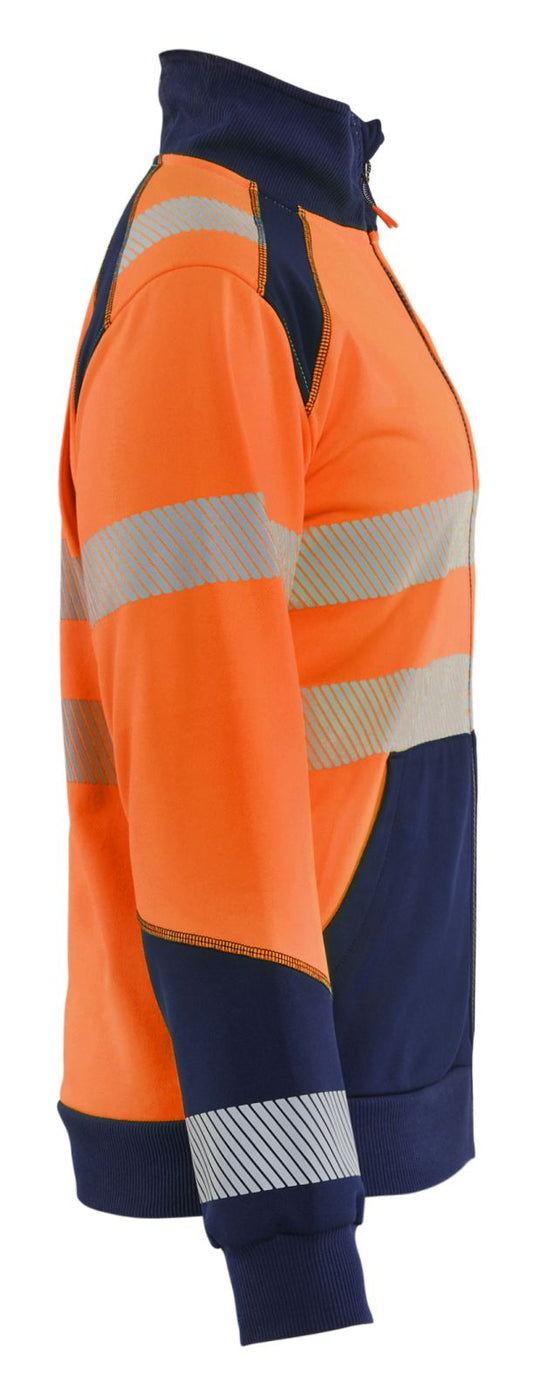 Blaklader Dames High Vis sweaters 35082528 HiVis rits fluo oranje-marineblauw(5389)