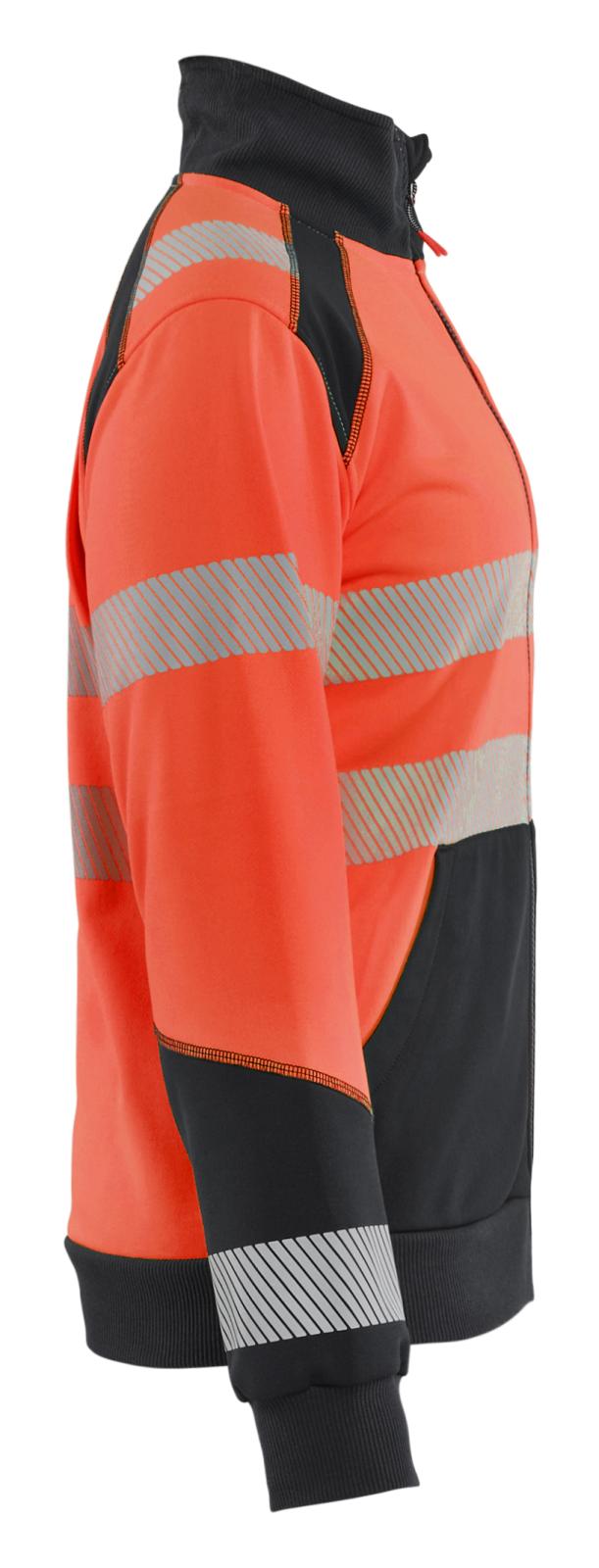 Blaklader Dames High Vis sweaters 35082528 HiVis rits fluo rood-zwart(5599)