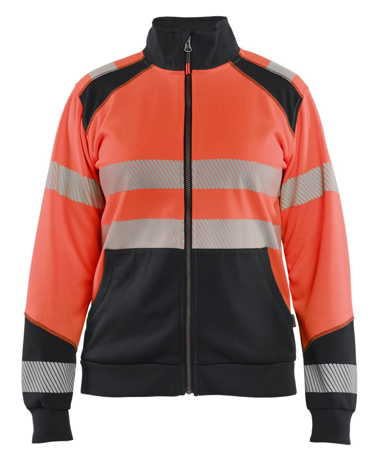 Blaklader Dames High Vis sweaters 35082528 HiVis rits fluo rood-zwart(5599)