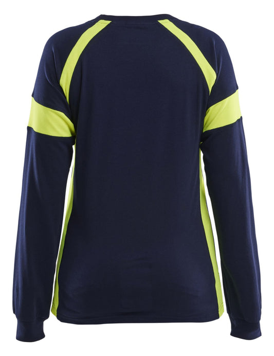Blaklader Profiel Visible Dames T-shirt lange mouwen 35211030 HiVis marineblauw-fluo geel(8833)