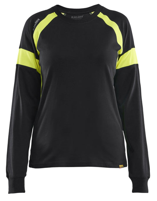 Blaklader Profiel Visible Dames T-shirt lange mouwen 35211030 HiVis zwart-fluo geel(9933)