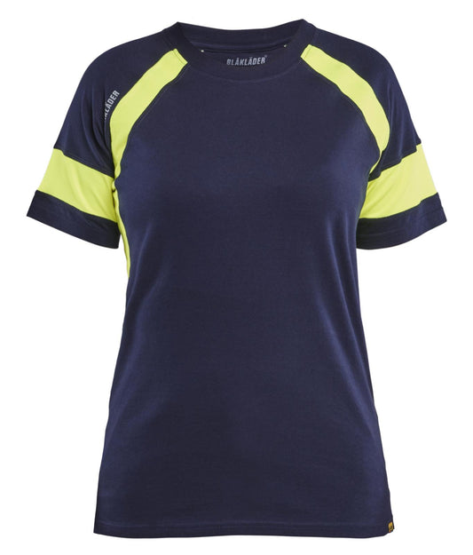 Blaklader Profiel Visible Dames T-shirt 35241030 HiVis marineblauw-fluo geel(8833)